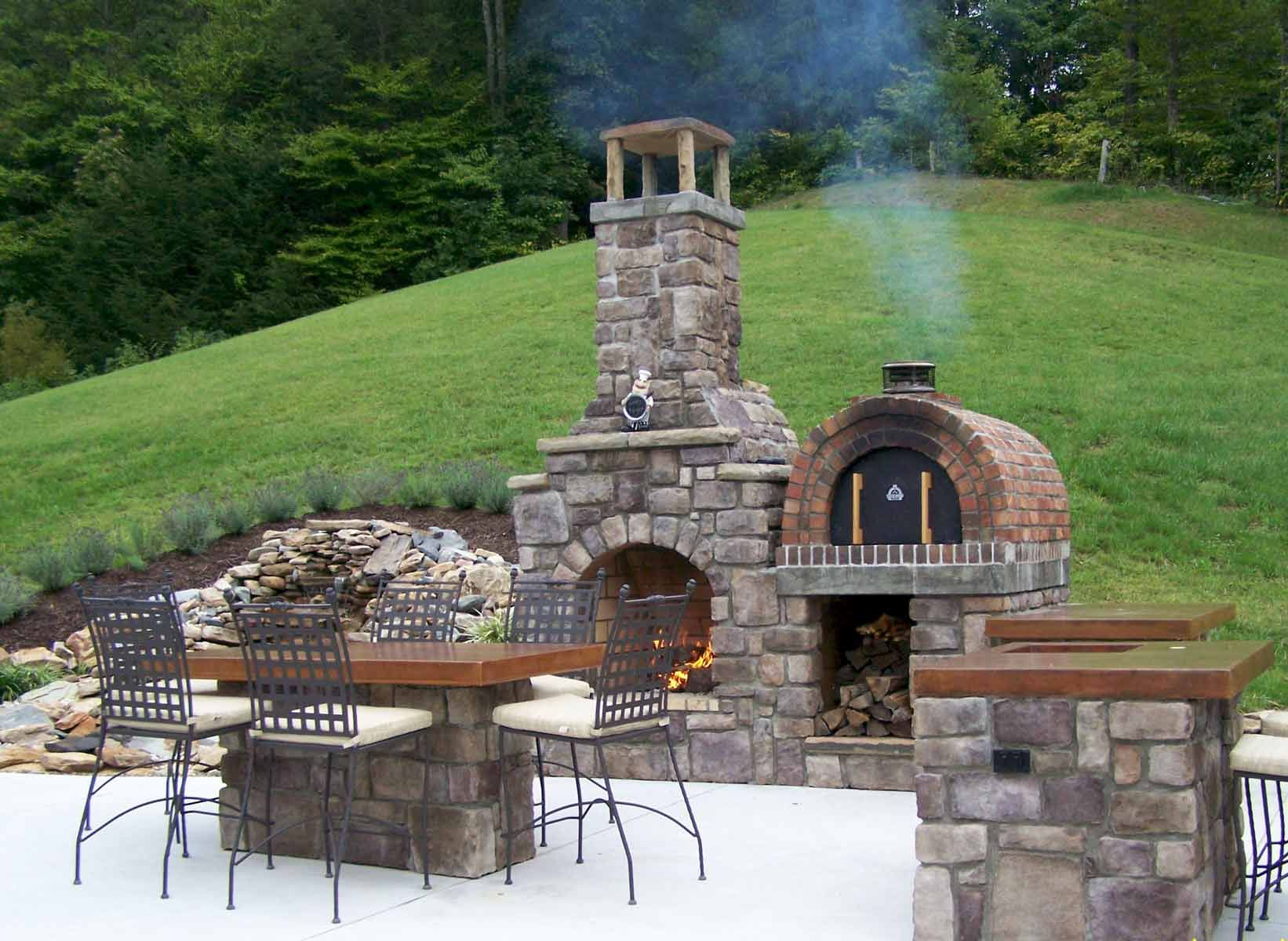 The T Cook Family Wood Fired Pizza Oven Fireplace Combo In West intended for size 1642 X 1200