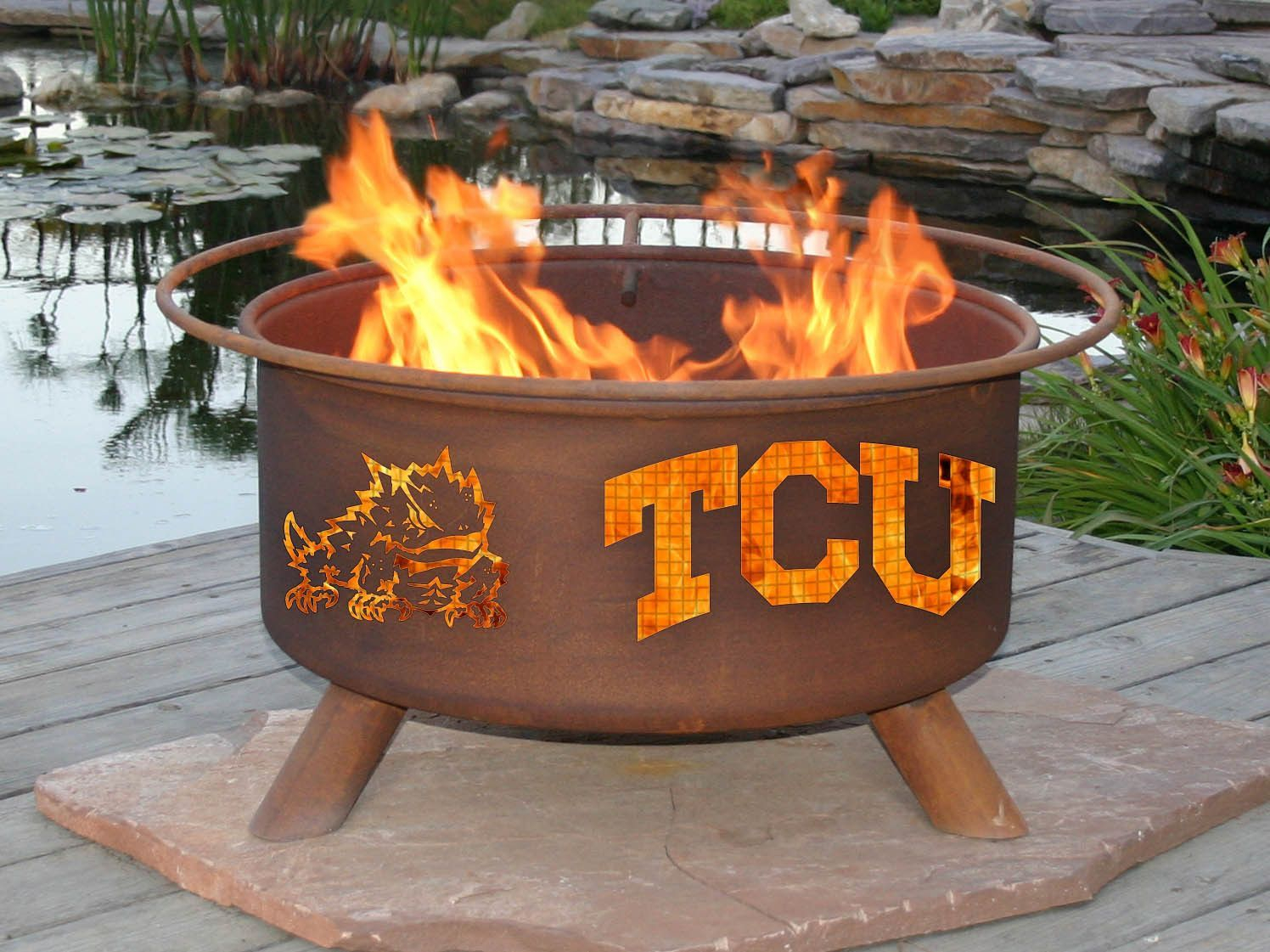The Tcu Horned Frogs Fire Pit With Grill Patina Products Texas in dimensions 1496 X 1121