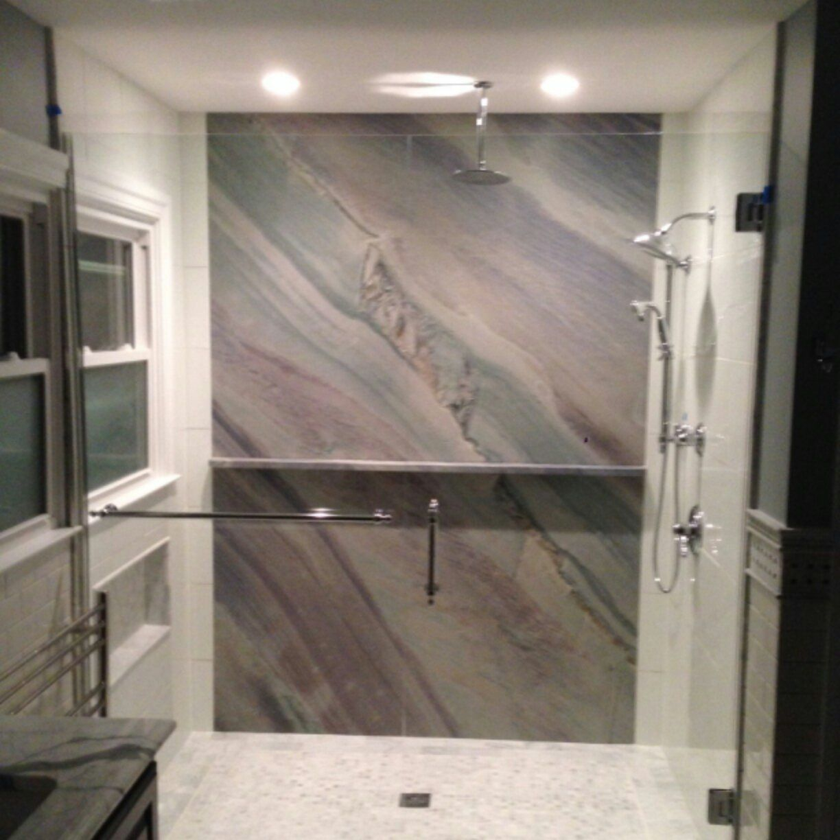 This Is A Full Slab Of Granite As The Back Wall For A Custom Shower in sizing 1224 X 1224