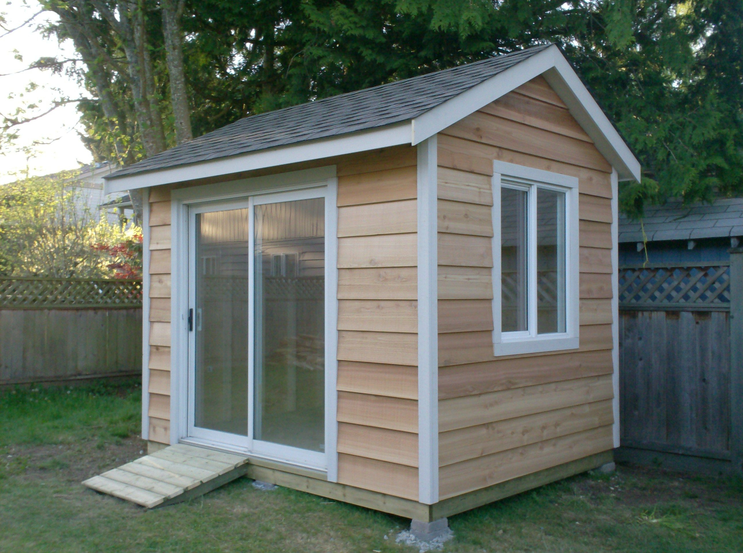 This Is An 8x10 Shed With Cedar Siding With A Sliding Door French with measurements 2576 X 1920