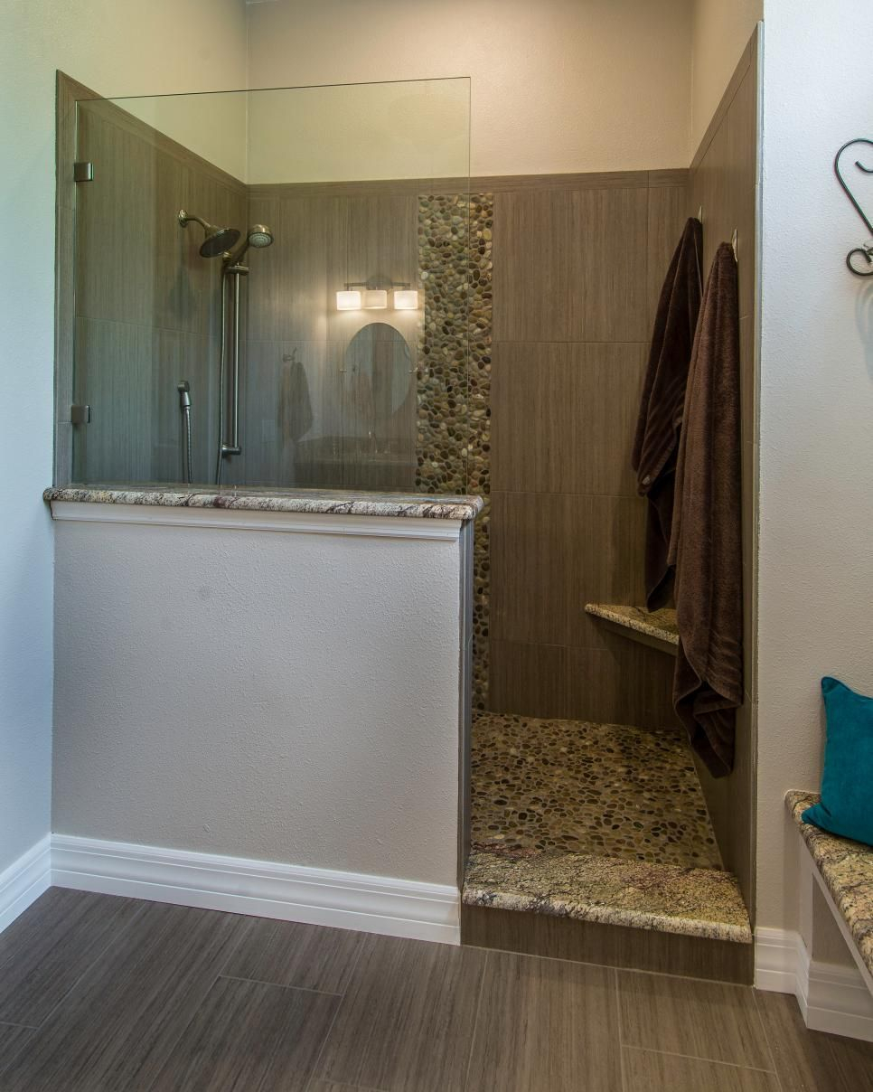 This Master Bathroom Features A Walk In Shower With A Partial Glass intended for dimensions 966 X 1208