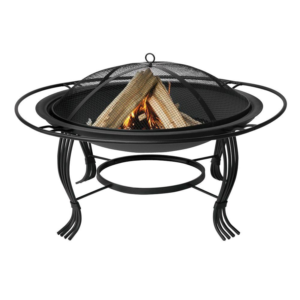 Uniflame 30 In Black Fire Pit With Outer Ring Wad1050sp The Home within measurements 1000 X 1000