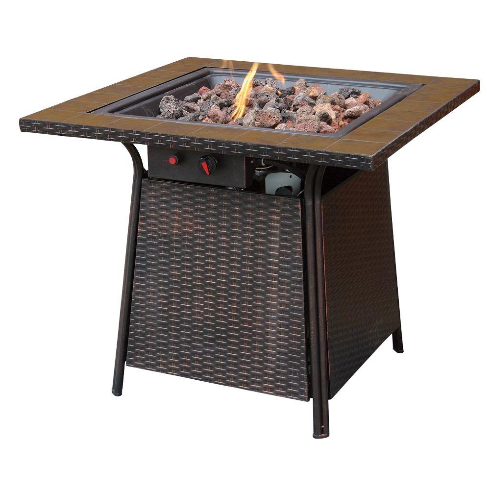 Uniflame Bronze Faux Wicker 32 In Propane Gas Fire Pit With Ceramic pertaining to sizing 1000 X 1000