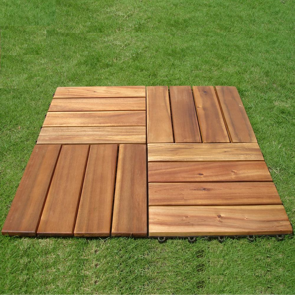 Vifah Roch 4 Slat 12 In X 12 In Wood Outdoor Balcony Deck Tile 10 with dimensions 1000 X 1000