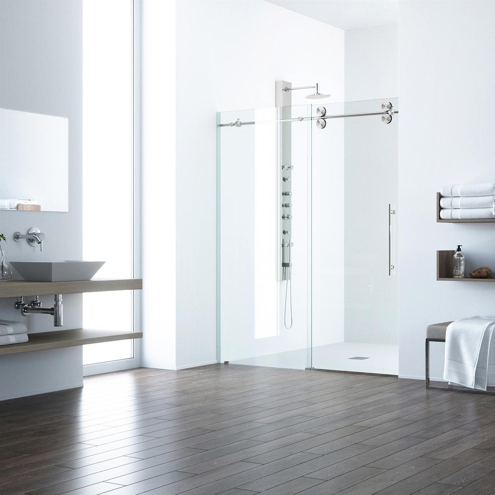 Vigo Elan 56 In X 74 In Frameless Sliding Shower Door With Handle in dimensions 1000 X 1000