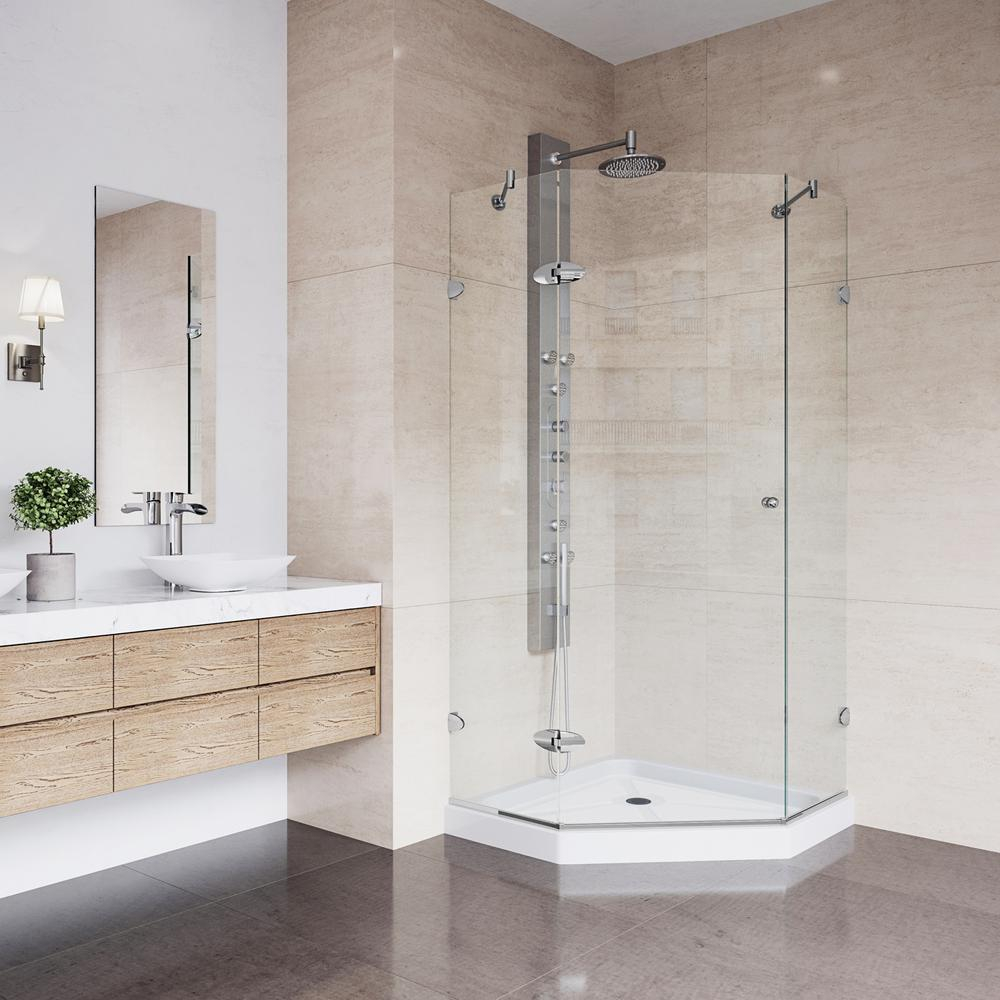 Vigo Verona 4025 In X 7675 In Frameless Neo Angle Shower Door In with regard to sizing 1000 X 1000