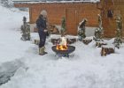 Winter Firepit With Stump Stools For Making Smores Sledding Party regarding size 1200 X 900