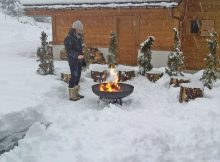 Winter Firepit With Stump Stools For Making Smores Sledding Party regarding size 1200 X 900