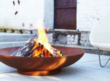 Wood Burning Fire Pit Gas Cor Ten Steel Contemporary Bol with measurements 1170 X 723