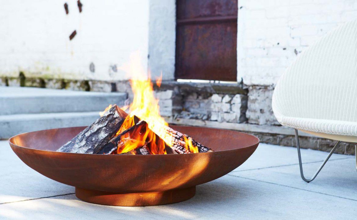 Wood Burning Fire Pit Gas Cor Ten Steel Contemporary Bol with measurements 1170 X 723