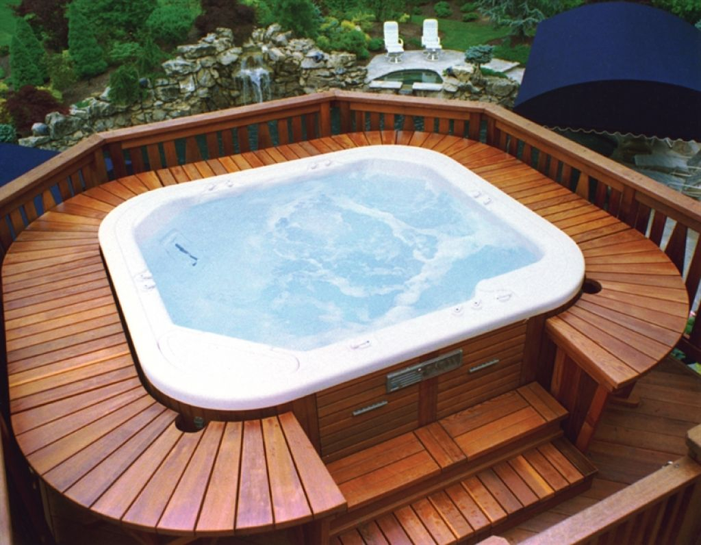Wood Deck Designs For Hot Tubs pertaining to dimensions 1024 X 796